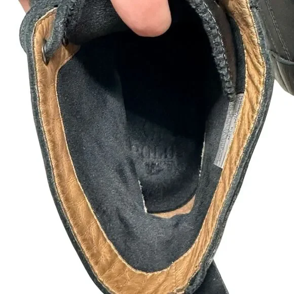 Polo Ralph Lauren Ranger Tumbled Black Leather Boot Mens Size 10 Lace Up Buckle